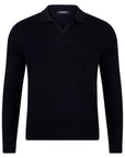 Longsleeve Polo-Shirt mit offener Kragen aus reinem Baumwollstrick