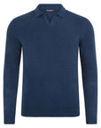 Longsleeve Polo-Shirt mit offener Kragen aus reinem Baumwollstrick