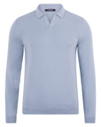 Longsleeve Polo-Shirt mit offener Kragen aus reinem Baumwollstrick