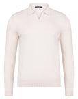 Longsleeve Polo-Shirt mit offener Kragen aus reinem Baumwollstrick