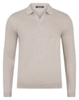 Longsleeve Polo-Shirt mit offener Kragen aus reinem Baumwollstrick